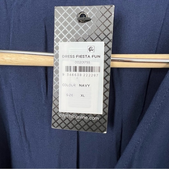 NWT City Chic Fiesta Fun Faux Wrap Navy Dress - Picture 8 of 11